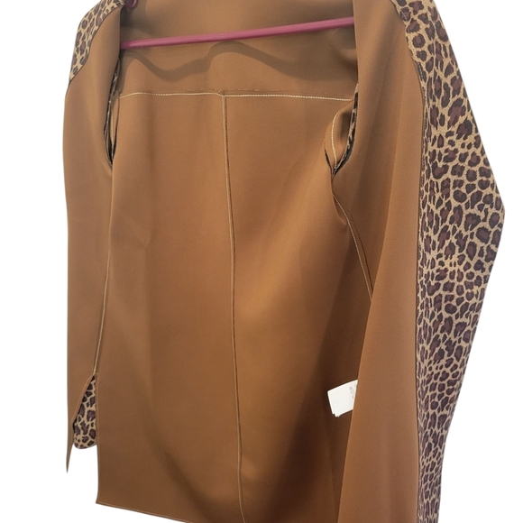 Bellini Fashion Faux Suede Leopard Print Long Jacket XS - Picture 4 of 8